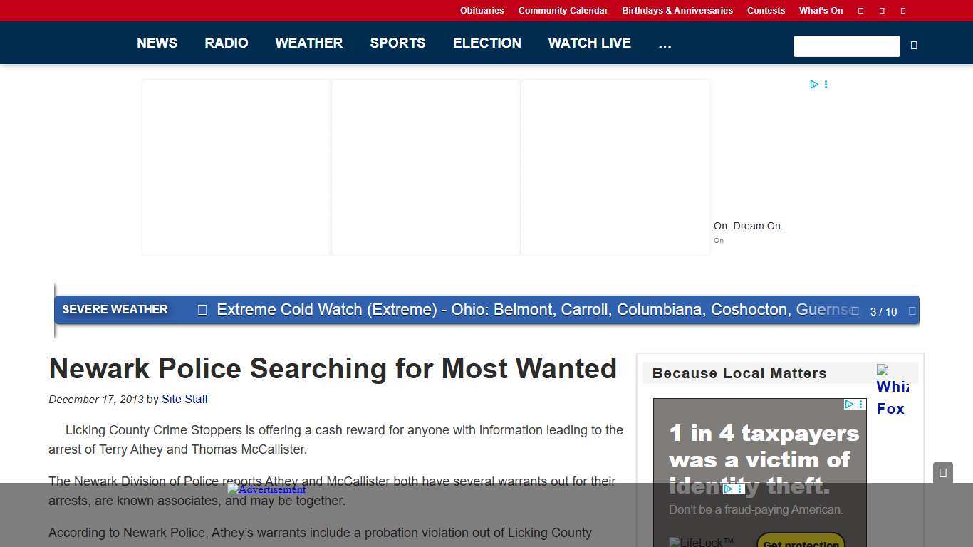 Newark Police Searching for Most Wanted - WHIZ - Fox 5 / Marquee Broadcasting